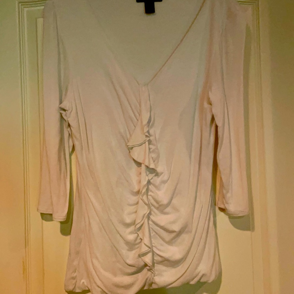 White ruffle Long sleeve Cotton Pull Over Top